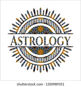 Astrology arabesque emblem background. arabic decoration.