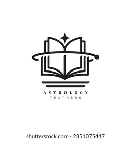 Astrology book logo design.  Luxury science and alchemy book logo for your brand or business