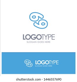 Astrology, Cancer, Zodiac, Greece Blue Outline Logo Place for Tagline