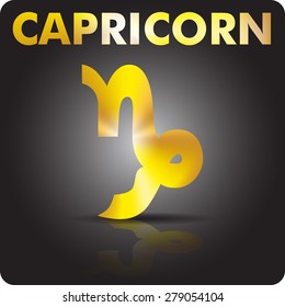 Astrology. Capricorn. Astrological sign from gold on a black background. Vector Image.