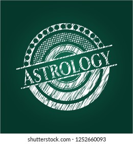 Astrology chalkboard emblem on black board