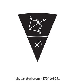 astrology concept, arch and bow symbol of sagittarius sign over white background, silhouette style, vector illustration