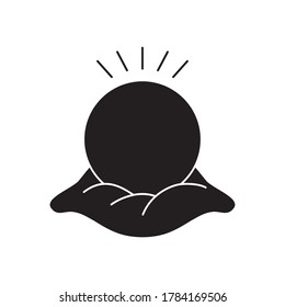 concepto astrológico, icono mágico de bola sobre fondo blanco, estilo de silueta, ilustración vectorial