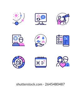 Astrology concept - modern line design style icons set