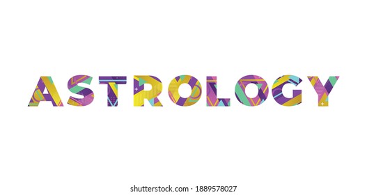 Astrology Concept Retro Colorful Word Art Illustration