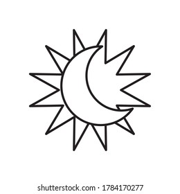 astrology concept, sun and moon icon over white background, line style, vector illustration