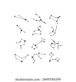 Astrology constellations set isolated on white. Zodiac sign elements