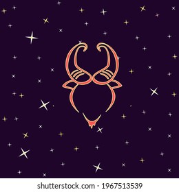 Astrology design. Capricorn symbol. On the purple background and stars. Concepts of divination mysticism and astrology.