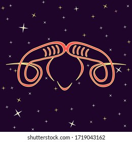 Astrology design. Pisces symbol. On the purple background and stars. Concepts of divination mysticism and astrology.
