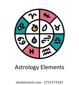 Elementos de Astrologia Vetor preenchido Contorno ícones. Arquivo EPS 10