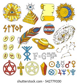Astrology esoteric hand drawn set
