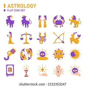 Astrology flat icon set. Zodiac icon set.