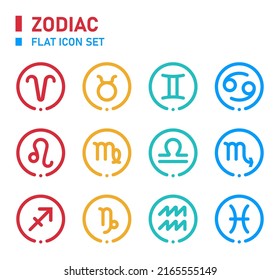 Astrology flat icon set. Zodiac icon set.