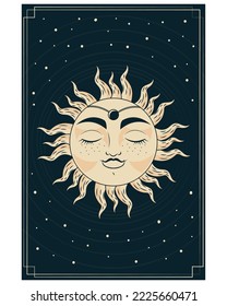 astrology golden sun retro style