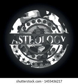 Astrology grey camo emblem. Vector Illustration.