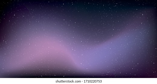 Astrology horizontal background, Starry sky colourful glow, Milky way galaxy in the cosmos, Vector Illustration.
