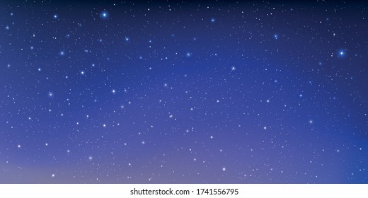 Astrology horizontal star universe background. The night with nebula in the cosmos. Milky way galaxy in the infinity space. Starry night with shiny stars in the gradient sky. Vector illustration.