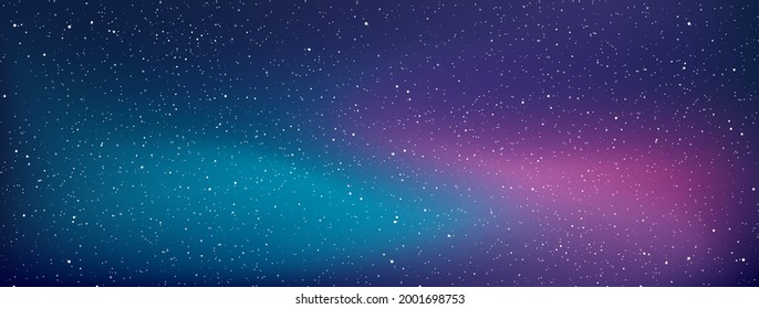 Astrology horizontal star universe background. The night with nebula in the cosmos. Milky way galaxy in the infinity space. Starry night with shiny stars in the gradient sky. Vector illustration.