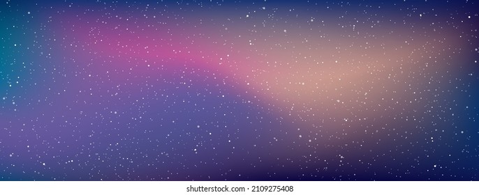 Astrology horizontal star universe background. The night with nebula in the cosmos. Milky way galaxy in the infinity space. Starry night with shiny stars in the vanilla sky. Vector illustration.