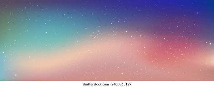 Astrology horizontal star universe background. The night with nebula in the cosmos. Milky way galaxy in the infinity space. Starry night with shiny stars in the colorful sky. Vector illustration.