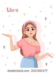 Astrology and horoscope concept. Themis isolated on white background. Libra. Air element. Prediction of the future, horoscope, alchemy, spirituality, occultism, fashion.