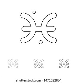 Astrology, Horoscope, Pisces, Greece Bold and thin black line icon set. Vector Icon Template background