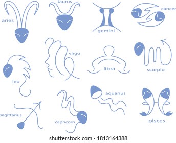 astrology horoscope sign zodiac set icon vector 