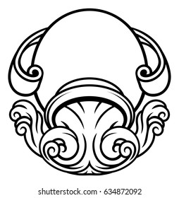 Astrology horoscope zodiac sign, circular Aquarius jug symbol