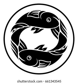 Astrology Horoscope Zodiac Sign, Circular Pisces Fish Symbol