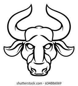 Astrology horoscope zodiac signs, circular Taurus bull symbol