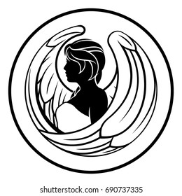 Astrology horoscope zodiac signs, circular Virgo angel symbol