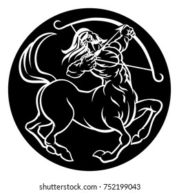 Astrology horoscope zodiac signs, circular Sagittarius archer centaur symbol