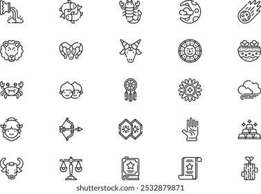 Astrology icons collection is a vector illustration with editable stroke.