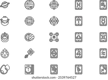 Astrology icons collection is a vector illustration with editable stroke.