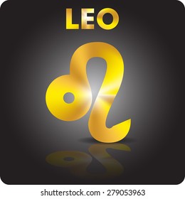 Astrology. Leo. Astrological sign from gold on a black background. Vector Image.