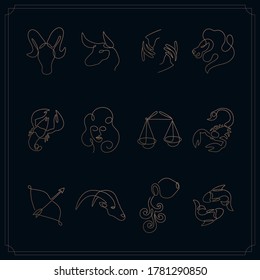 Astrology line-art icons set. Eps10 vector.