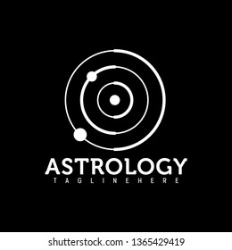 Astrology logo design for science isolated on black background