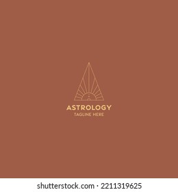 Astrology logo design template. Geometric logo design with celestial line art. Vector illustration.