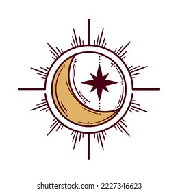 astrology moon and sun with star