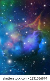 Astrology Mystic Galaxy Background. Outer Space. Vector Digital Colorful Illustration of Universe.