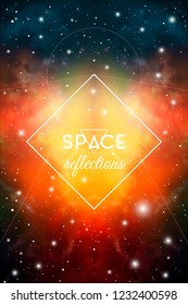 Astrology Mystic Galaxy Background. Outer Space. Vector Digital Colorful Illustration of Universe. Symmetrical Reflected Nebula Pattern.