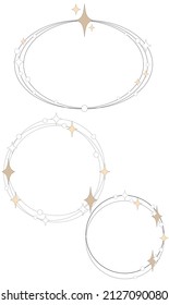 Astrology and mystical Symbol, Round Frame with sparkle