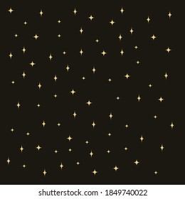 Astrology night sky illustration. Fairy stars in the dark sky pattern