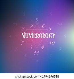 Astrology and numerology concept with zodiac signs and numbers over starry sky