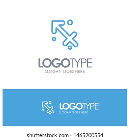 Astrology, Sagittarius, Zodiac, Greece Blue Outline Logo Place for Tagline. Vector Icon Template background