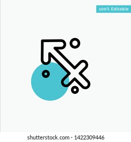 Astrology, Sagittarius, Zodiac, Greece turquoise highlight circle point Vector icon