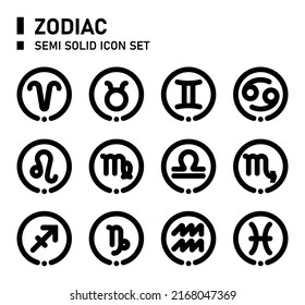 Astrology semi solid icon set. Zodiac icon set.