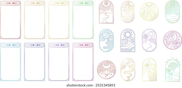 Astrology set of elements in tarot card aesthetic. Stock vector illustration in flat style.