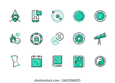 Astrology - set of line design style icons