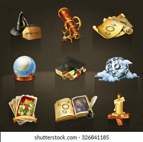 Astrology, set of vector icons dark